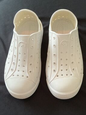 Happy Nocnoc - Toddler Unisex White Slip-On Rubberized Casual Shoes